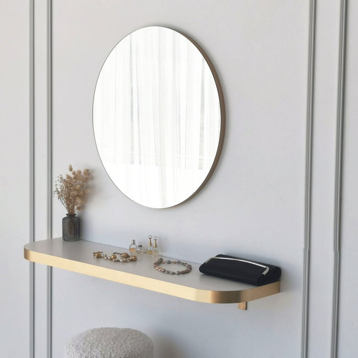 Hanah Home Espejo Dorado 60 cm Diámetro Elegante y Sofisticado para Hogar u Oficina